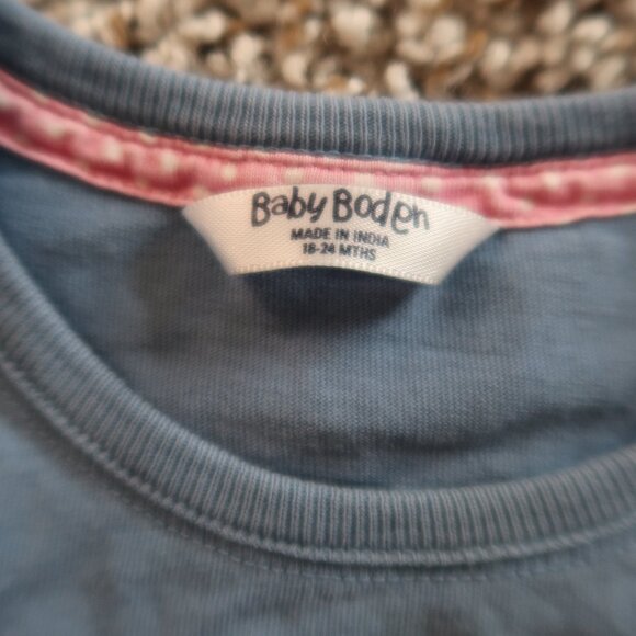 Baby Boden Gingerbread House Christmas Shirt 12-18M Blue Holiday - Picture 6 of 7